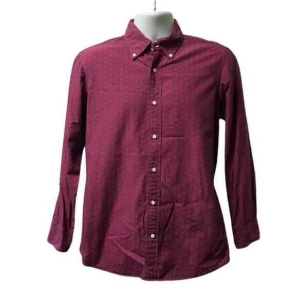 Spier & Mackay Burgundy Speckled Long Sleeve Button Down Shirt - Picture 1 of 6